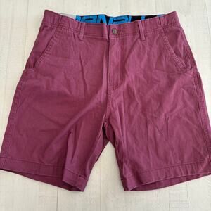 DENALI Men's Stretch Waist Flat Front Shorts Berry Red Size 34 NWT